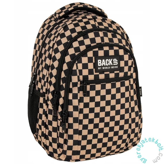 BackUp iskolatáska, hátizsák - 3 rekeszes - Brown pepita (PLB7O24)