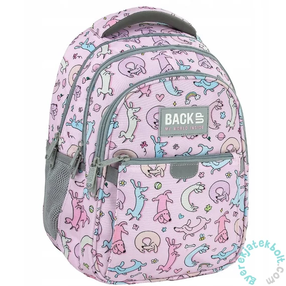 BackUp iskolatáska, hátizsák - 3 rekeszes - Pink dog (PLB7P06)