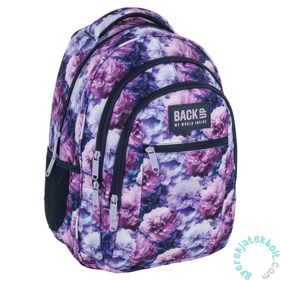 BackUp iskolatáska, hátizsák - 3 rekeszes - Virágos (PLB7O02)