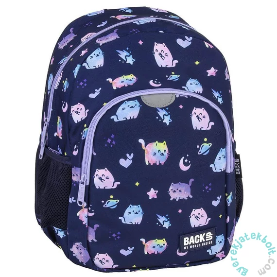 BackUp iskolatáska, hátizsák mellpánttal - 1 rekeszes - Blue cat (PLB7T25)