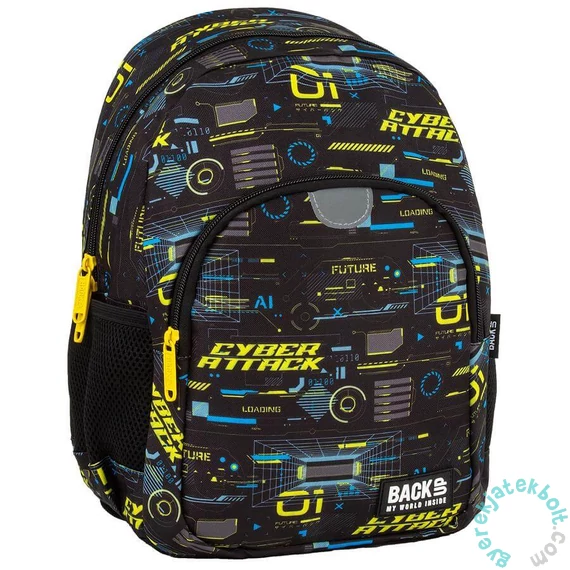 BackUp iskolatáska, hátizsák mellpánttal - 1 rekeszes - Ciber attack (PLB7T50)