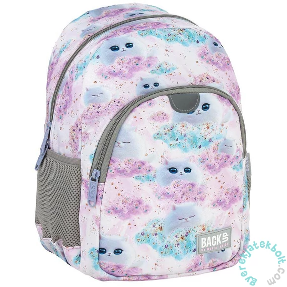 BackUp iskolatáska, hátizsák mellpánttal - 1 rekeszes - Cicás (PLB7T01)