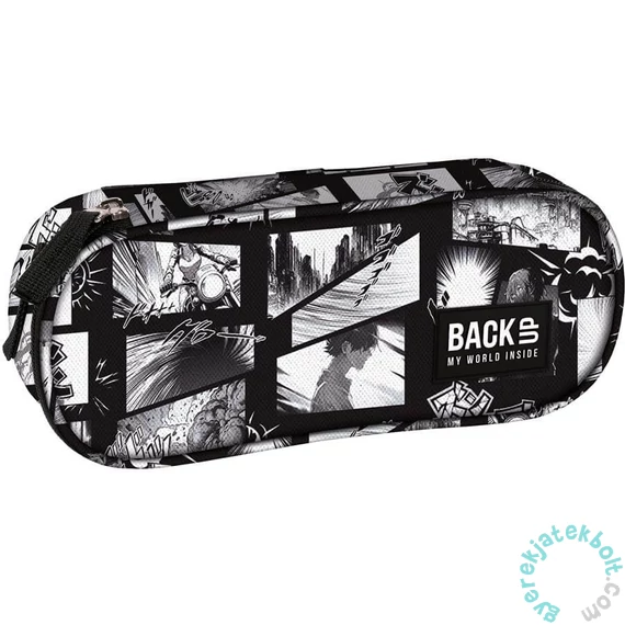 BackUp Mangás ovális tolltartó - Anime fekete fehérben