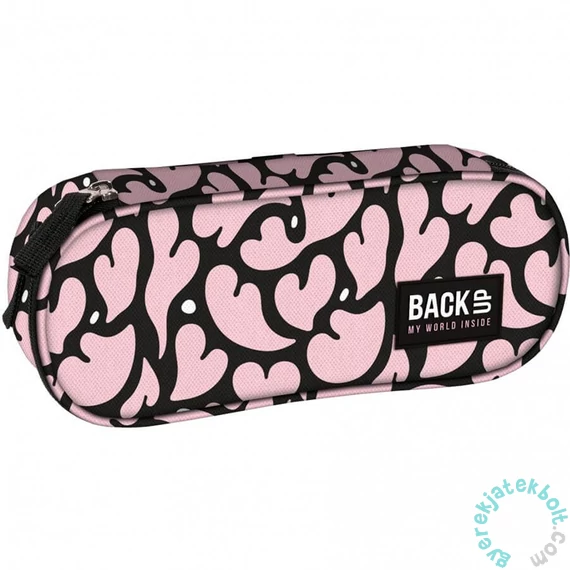 BackUp Szivecskés ovális tolltartó - Rózsaszín szivek