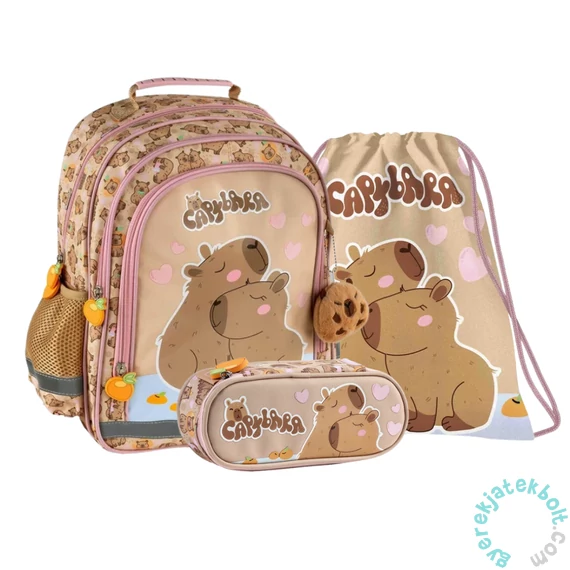 Capybara iskolatáska szett ovális tolltartóval - Love (PL15BKB10-2-szett)