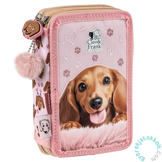 Cleo és Frank kutyás felszerelt emeletes tolltartó - Pink Paws (PWDCF46)
