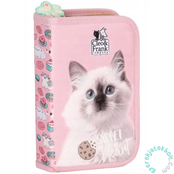 Cleo és Frank cicás felszerelt kihajtható tolltartó - rózsaszín (PWJCF45)