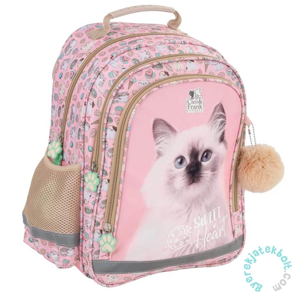 Cleo és Frank cicás iskolatáska, hátizsák - rózsaszín (PL15BCF45)