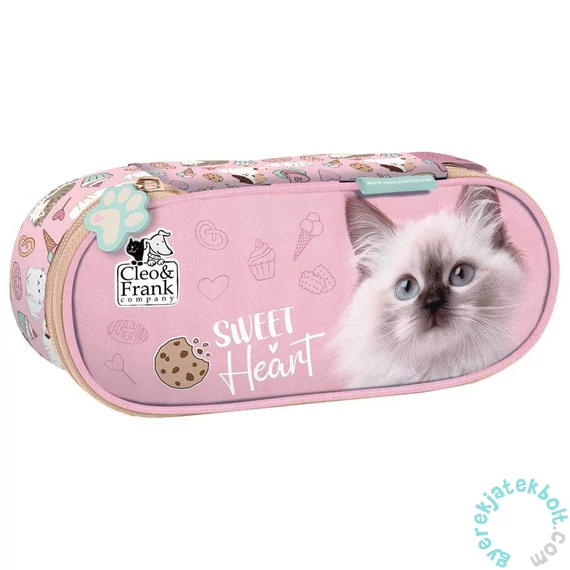 Cleo és Frank cicás ovális tolltartó - rózsaszín (P1ACF45)