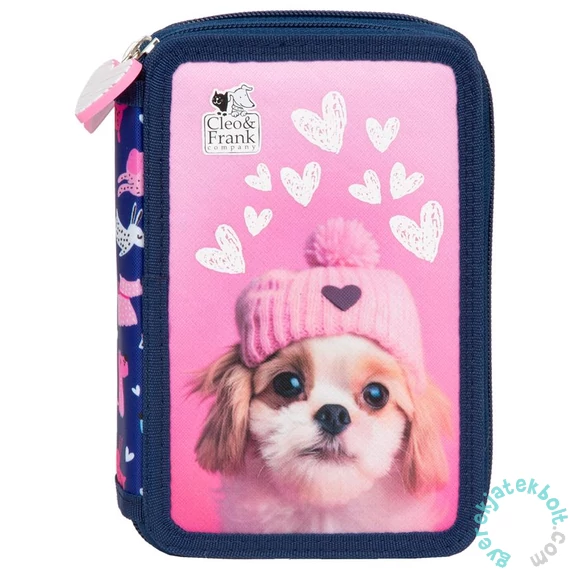 Cleo és Frank kutyás felszerelt emeletes tolltartó - Hearts (PWDCF42)