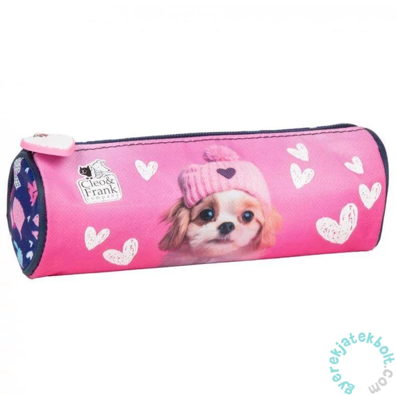 Cleo és Frank kutyás henger alakú tolltartó - rózsaszín