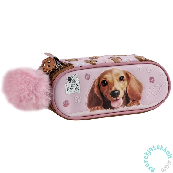 Cleo és Frank ovális tolltartó - Pink Paws (P1ACF46)