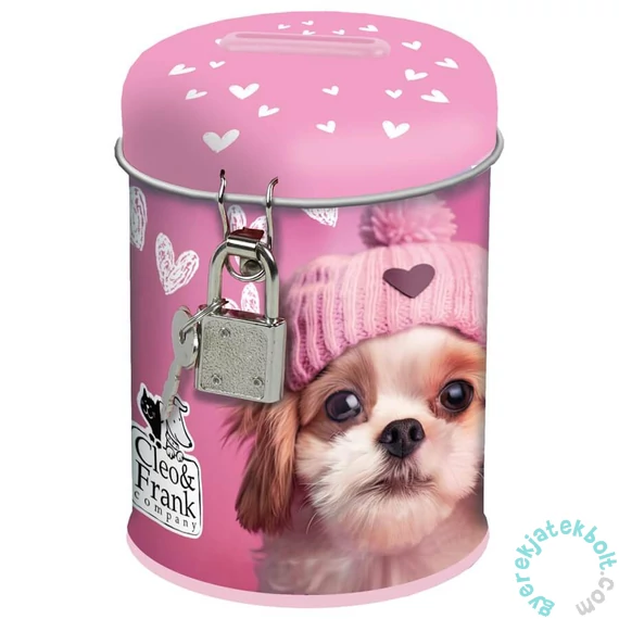 Cleo és Frank persely lakattal - sapkás kutyus (SKCF42)