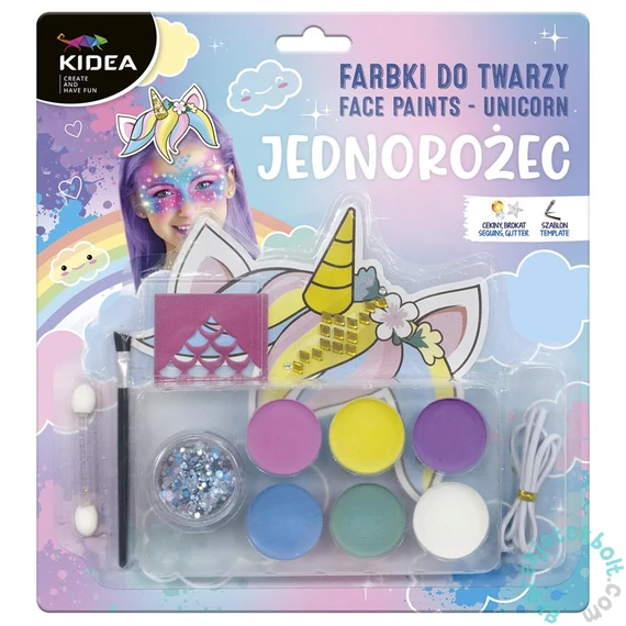Kidea 6 színű arcfesték készlet - Unikornis