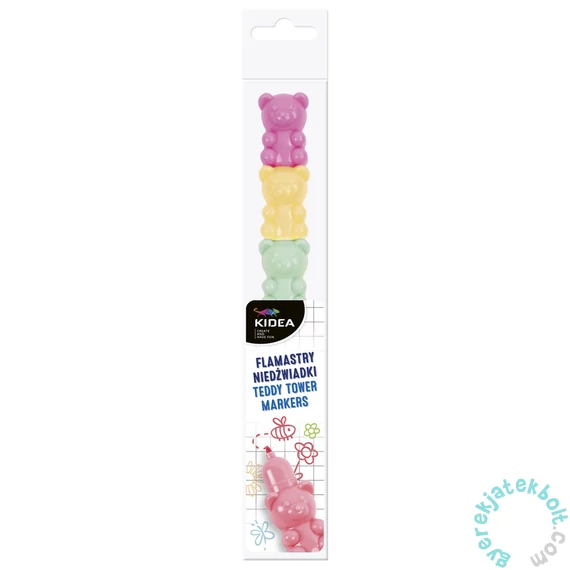 Kidea 6 színű filctoll készlet - Pasztell - Macis (FNPWKA)