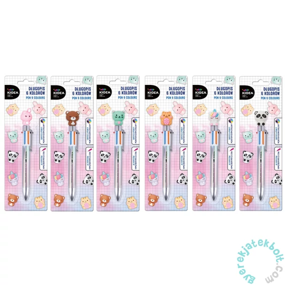 Kidea állatfigurás 6 színű toll - többféle (DFA6KA)