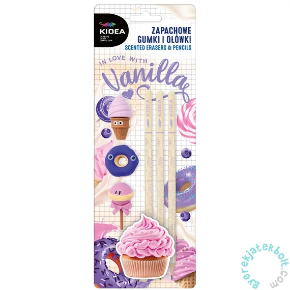 Kidea grafit ceruza - 3 db-os - illatos radírral - Vanilla (ZAGOWKA)