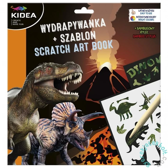 Kidea képkarcoló készlet sablonokkal - Dinoszauruszos