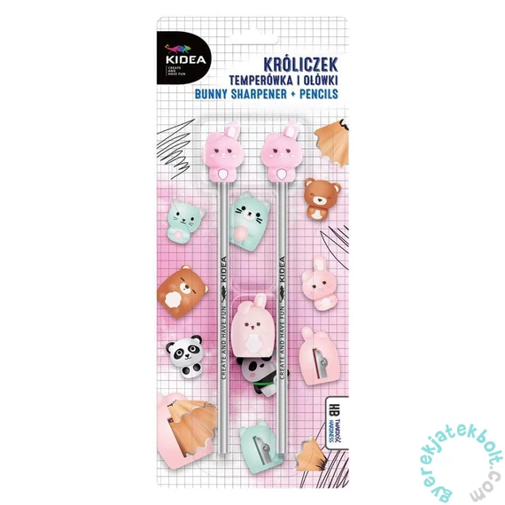 Kidea Nyuszis HB grafitceruza - 2 db-os - hegyezővel (KROT3KA)