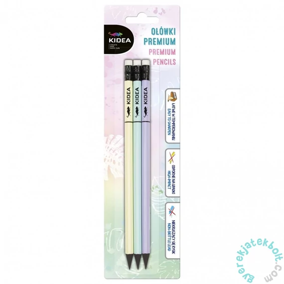 Kidea Prémium grafit ceruza radírral - 3 db-os - Pasztell