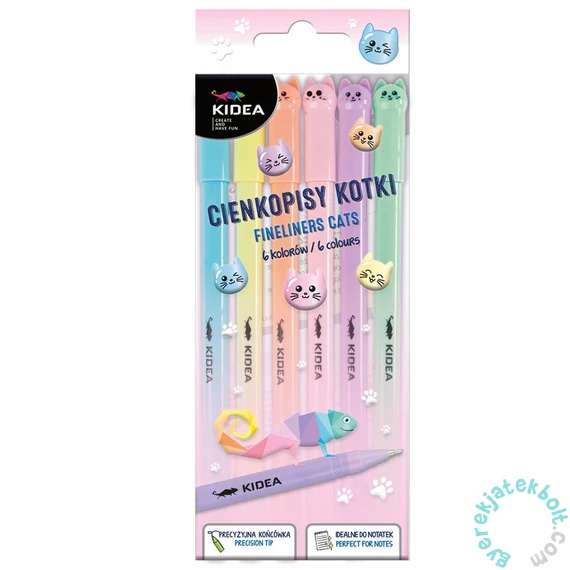 Kidea Színes golyóstoll - 6 színű - cicás (CIK6KA)