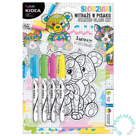 Kidea színezhető üvegmatrica - állatos (WIPMKA)