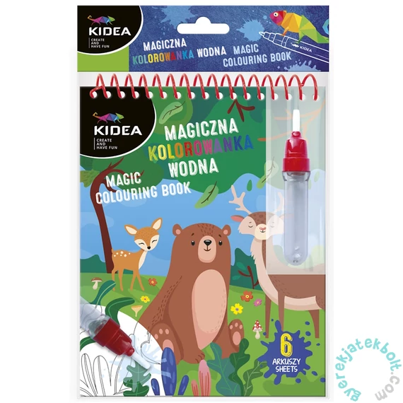 Kidea újra felhasználható vízfestő könyv - Állatok (MWKWIKA)