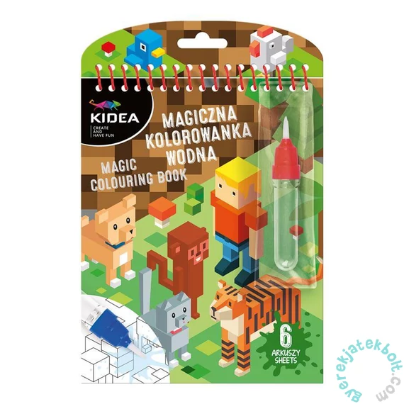 Kidea újra felhasználható vízfestő könyv - Pixels (MWKWNKA)