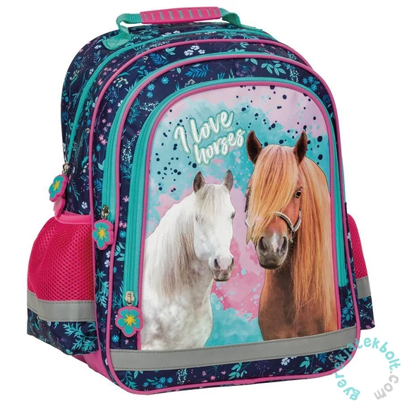 Lovas iskolatáska, hátizsák - I love horses - Trikolor (PL15BKO23)