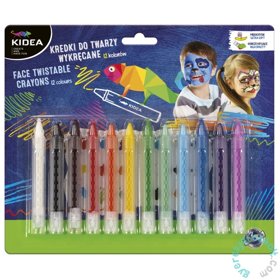Kidea 12 színű arcfestő kréta (KDTW12KA)