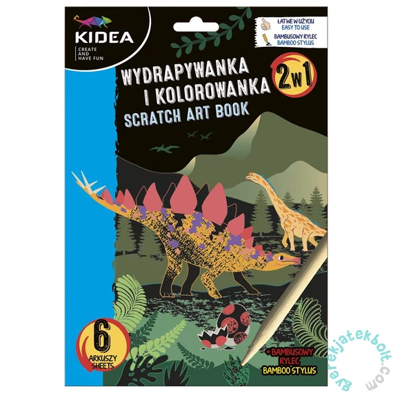 Kidea 2 az 1-ben képkarcoló és színező készlet - Dinoszauruszok (WKCKA)
