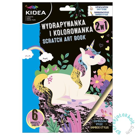 Kidea 2 az 1-ben képkarcoló és színező készlet - Unikornis