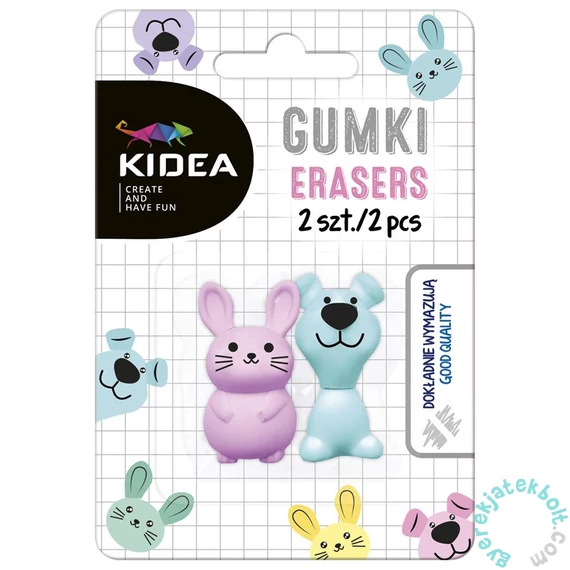 Kidea 2 db-os állatfigurás radírgumi - Kutya, nyuszi (GZ2KA)