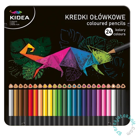 Kidea háromszög színes ceruza FÉM DOBOZBAN- 24 db-os (KTMP24KA)