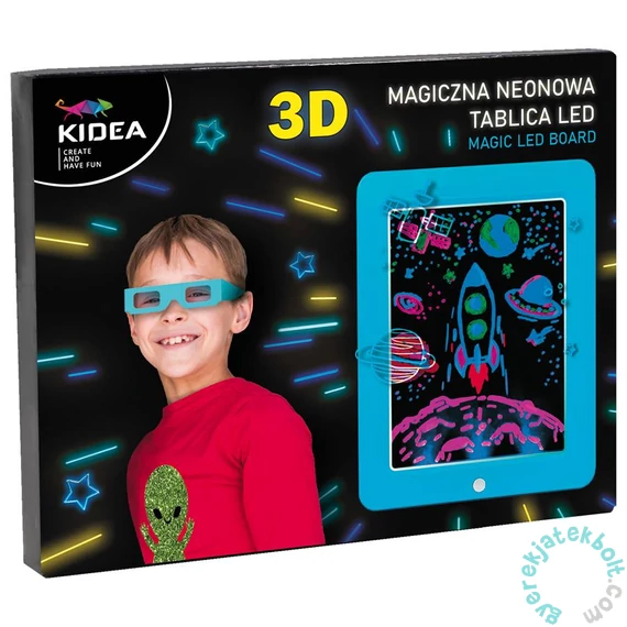 Kidea 3D Neon rajztábla szemüveggel - kék (MNT3DLKAN)