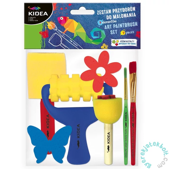 Kidea 7 db-os festőeszköz készletben - virágos