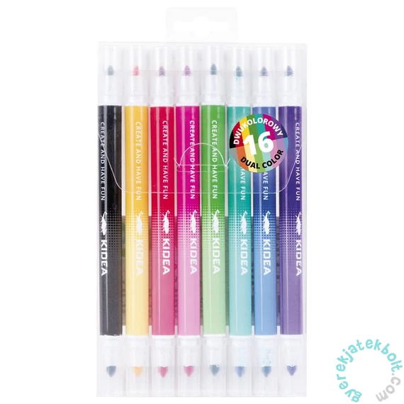 Kidea 8 db-os 16 színű kétoldalú filctoll