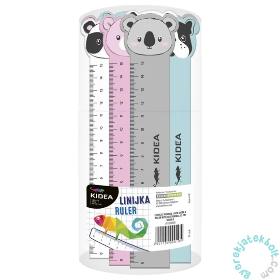 Kidea 15 cm-es állatos vonalzó - négyféle (LF15CMKAD)