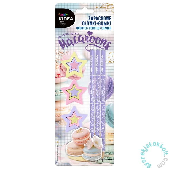 Kidea grafit ceruza - 3 db-os - illatos radírral - Macaroons (ZAGOMAKA)