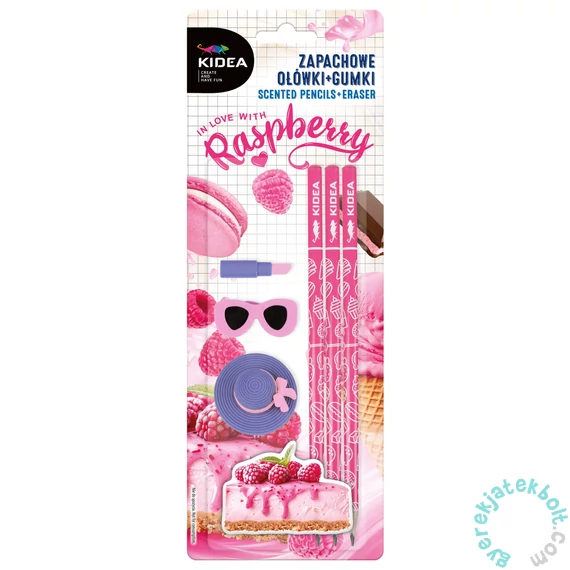 Kidea grafit ceruza - 3 db-os - illatos radírral - Málnás sajttorta (ZAGOMSKA)