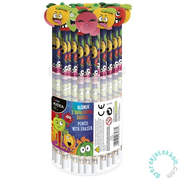 Kidea Gyümölcsös HB grafit ceruza radírral - többféle