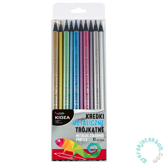 Kidea metál háromszög színes ceruza - 10 db-os