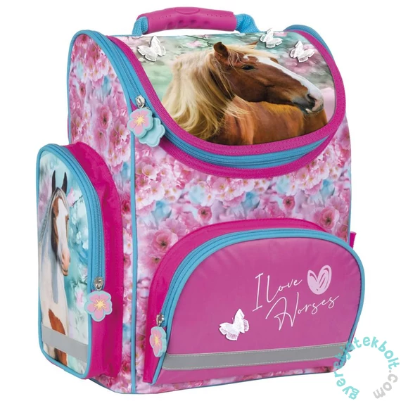 Lovas ergonomikus iskolatáska - I love horses - Kék-rózsaszín (TEMBKO19)