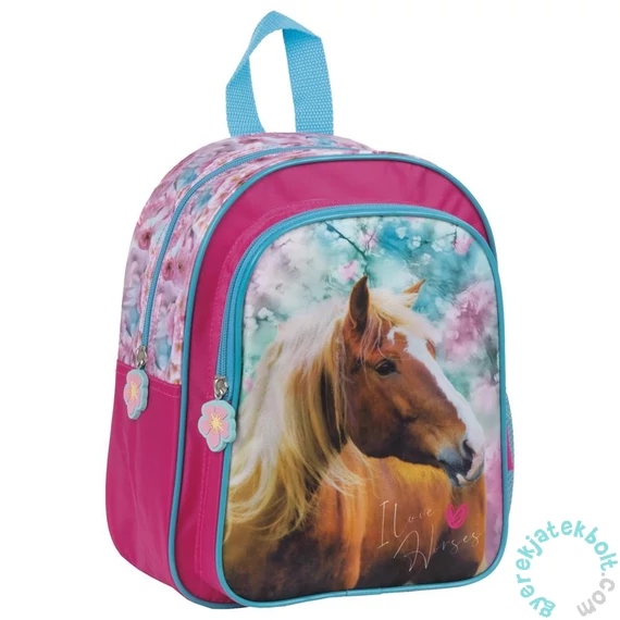Lovas kisméretű hátizsák - I love horses - Kék-rózsaszín
