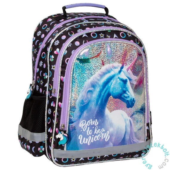 Unikornisos iskolatáska, hátizsák - 2 rekeszes - Born to be a unicorn (PL15BJR15)