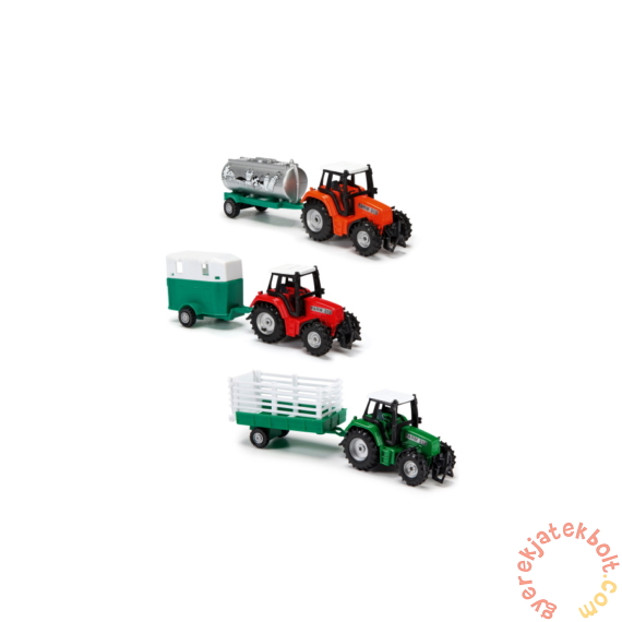 Dickie Farm fém játék traktor pótkocsival - többféle - 18 cm (203733001)