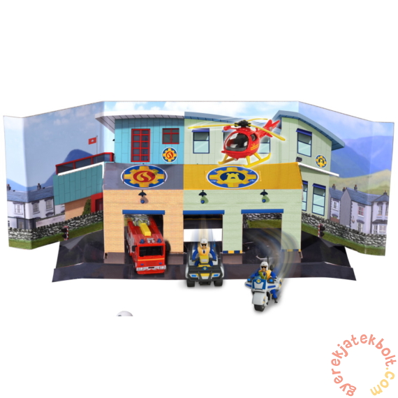 Dickie - Sam, a tűzoltó - Tűzoltó- és rendőrállomás játékszett járművekkel (203093008)