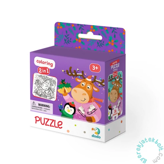 Dodo 16 db-os Színezhető kétoldalas puzzle - Szarvas és pingvin karácsonya (300353)