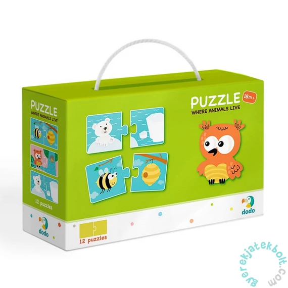 Dodo 2 x 12 db-os Duo puzzle - Hol élnek az állatok (300117)