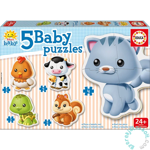 Educa 5 az 1-ben Baby sziluett puzzle (3,4,5 db-os) - Állatok - Cicás (13473)